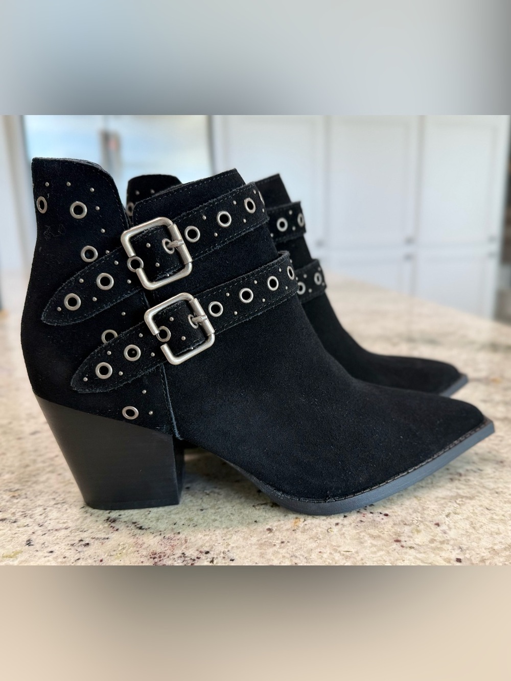 Naughty Monkey Genuine Suede Double Buckle Ankle Boots "NEW"